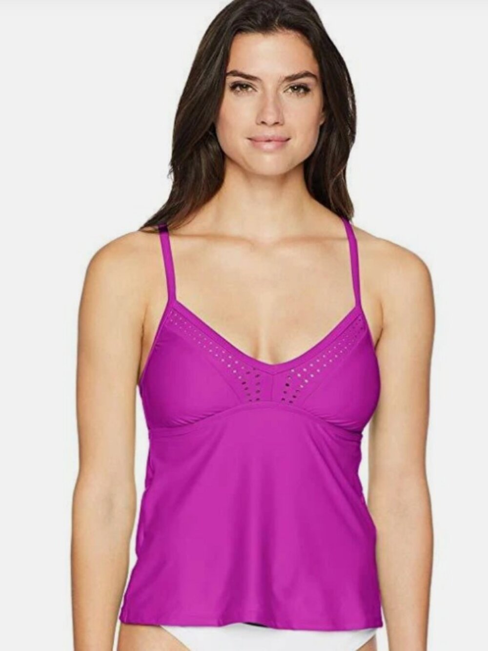 Coastal Blue Womens Swimwear Tankini Top Purple Size Large